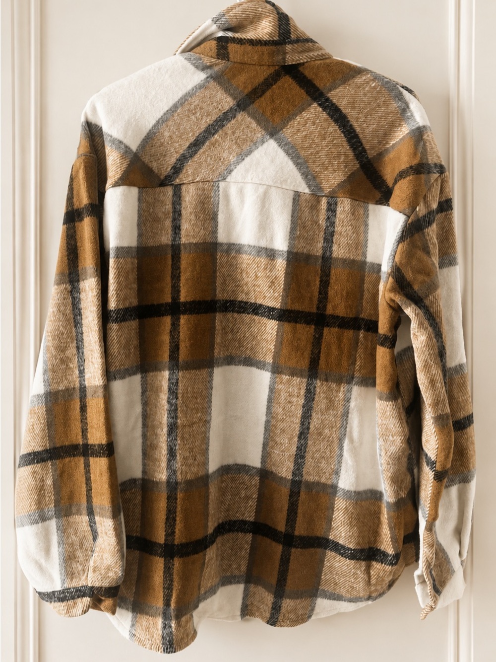 Women’s Large Cozy Plaid Shacket Jacket Oversized Warm Button Up - Picture 4 of 8